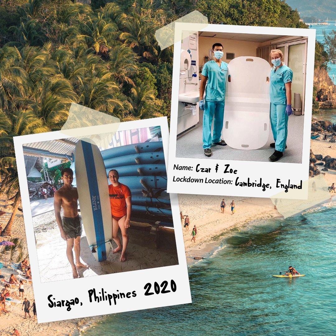 Czar and Zoe have had to swap surfing for sweaty PPE, absolute heroes