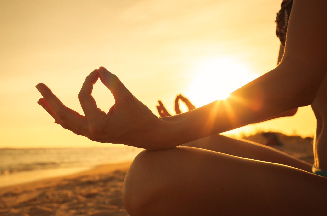 Sunset yoga at the beach 