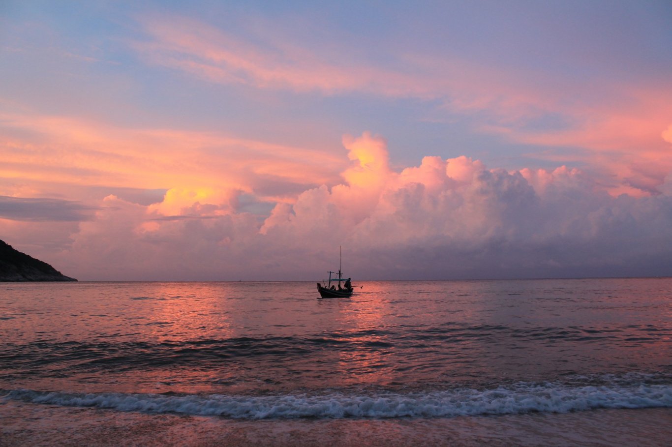 purple sunset in thailand beach