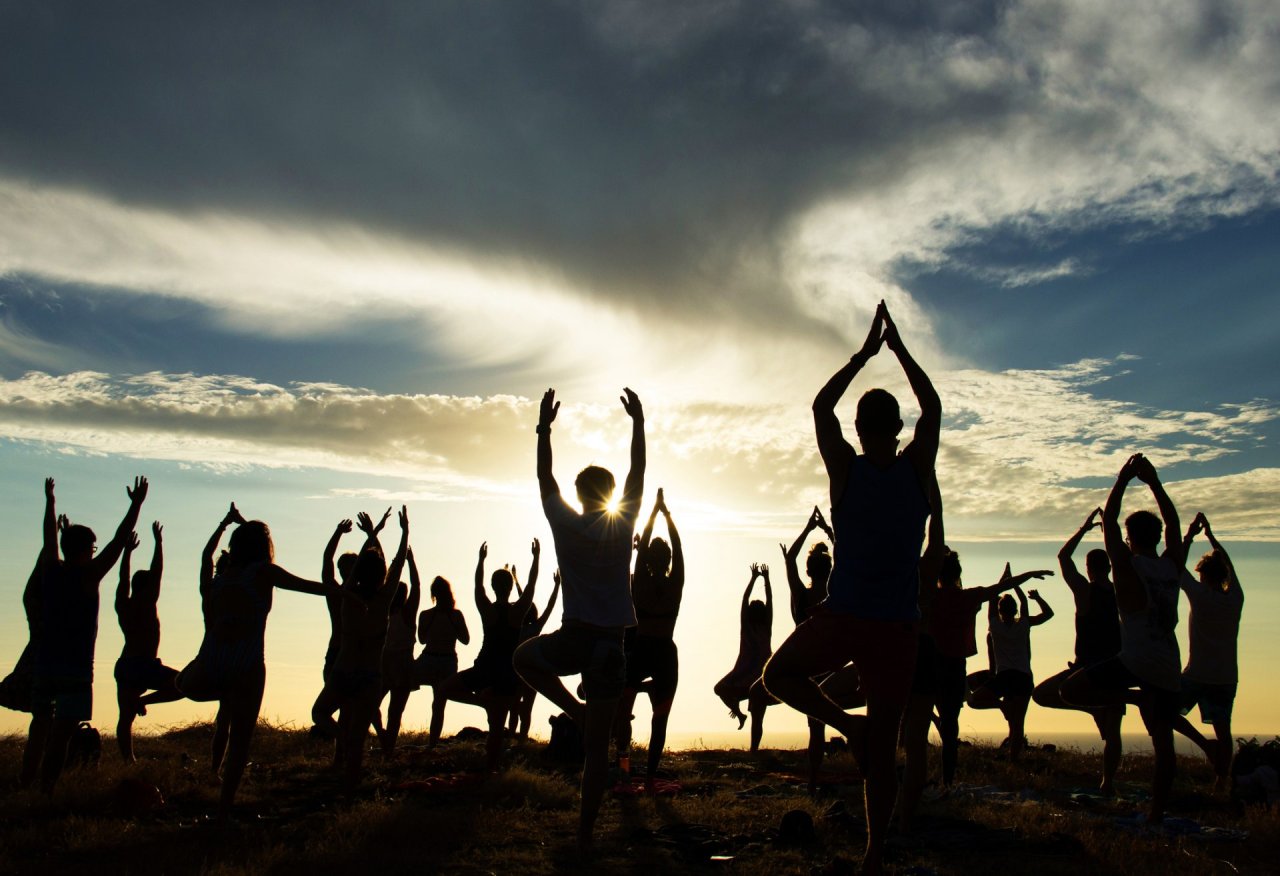 Yoga class, sunset on the beach - Costa Rica