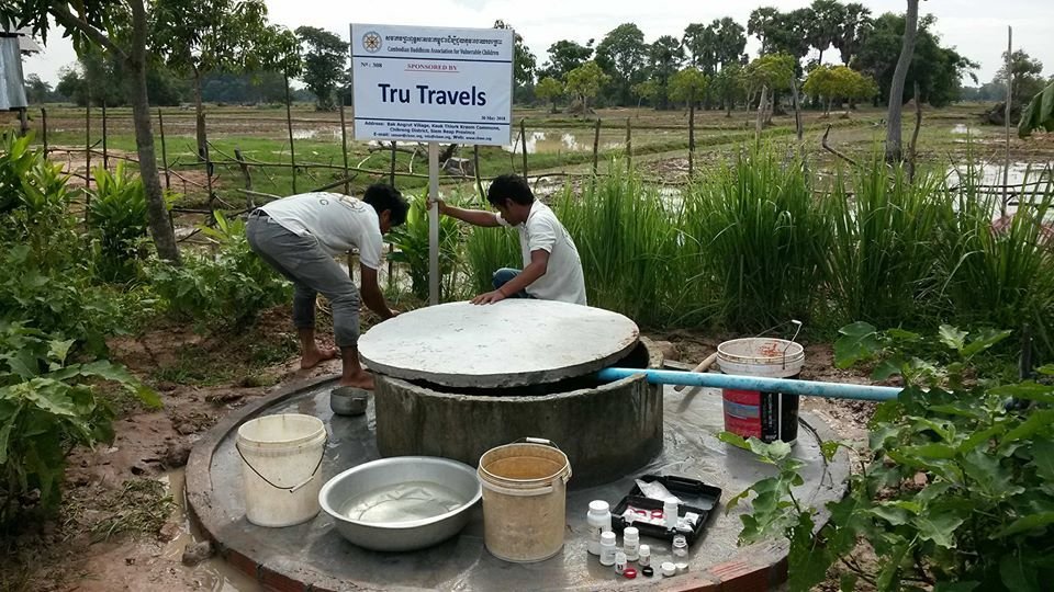 Cambodia water well - building the well