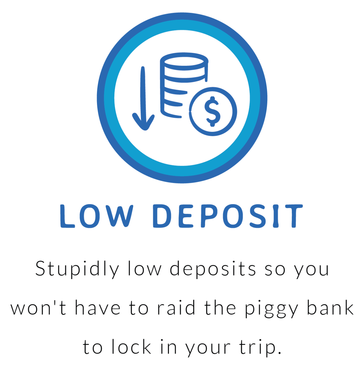 icon with stack of Coins Dollar symbol and arrow pointing down