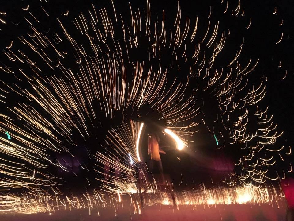 fire show on the beach in thailand