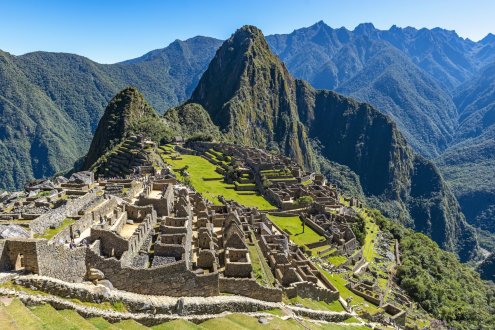 Machu Picchu - greenery with blue skies