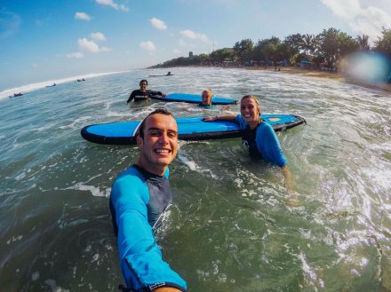 A selfie in the sea while surfing in Bali, Indonesia 