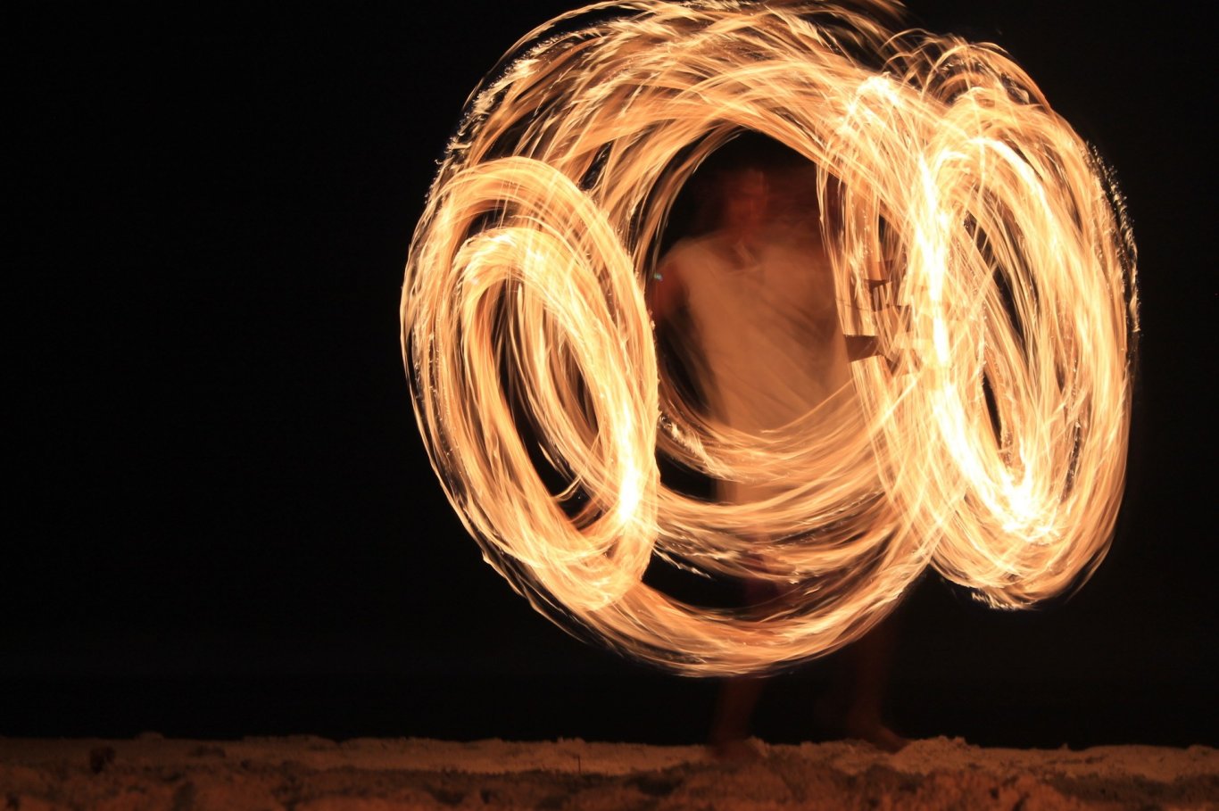 fire dancing and show on the beach in thailand