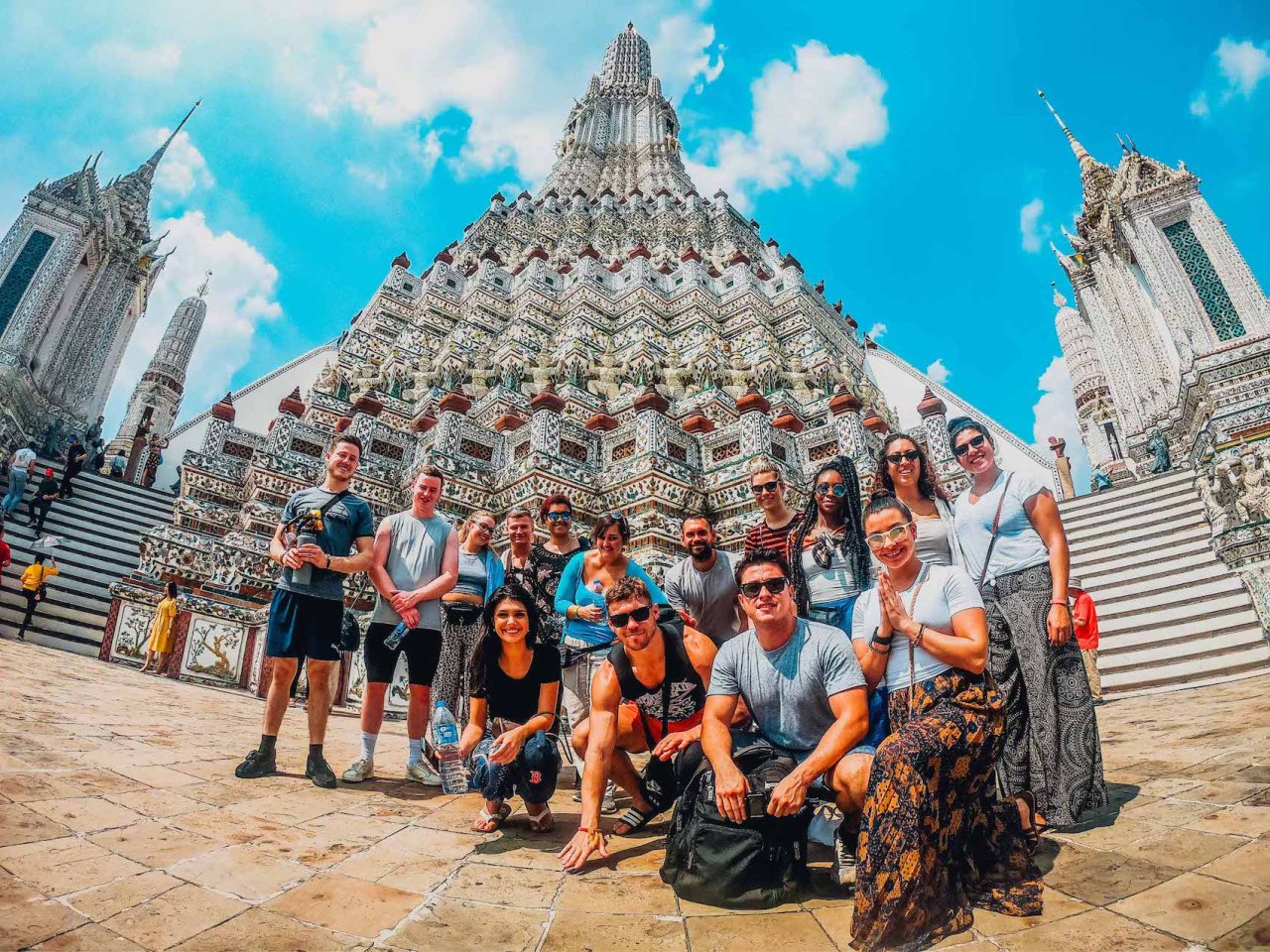 A group picture at the temple Wat Aryun in Bangkok.
