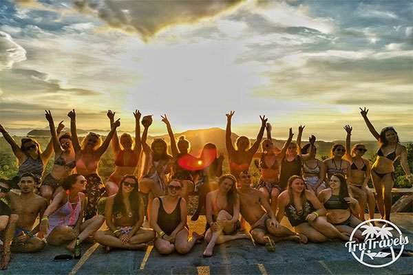 Group photo of sunset on beach 