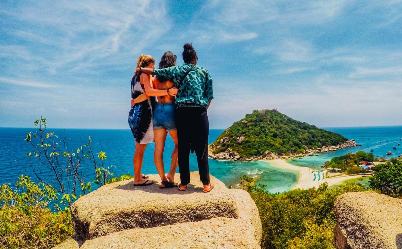 A trio admiring the incredible view from the Nang Yuan viewing platform 