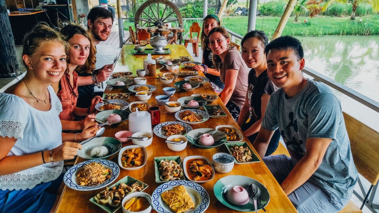The group finished with their cooking class in Chiang Mai ready to taste the dishes