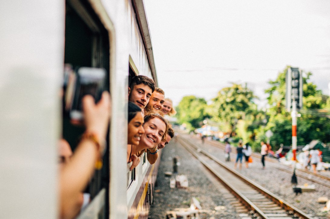 Overnight train photo from the windows at Khao Sok national park Thailand 