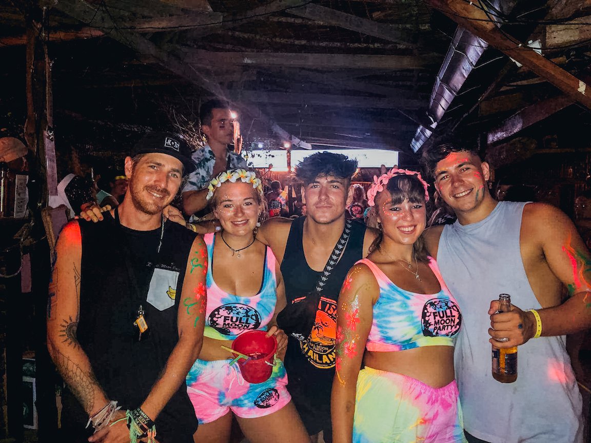 A group photo at the full moon party Koh Phangan Thailand 